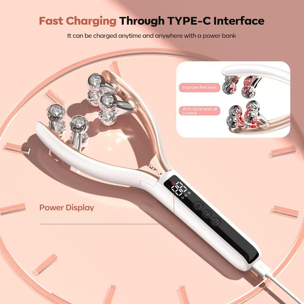 (Upgraded) Microcurrent Facial Massager with 3D Roller Neck and Face Slimmer Rechargeable Double Chin Reducer V face Lift Device RF EMS Micro Current Roller