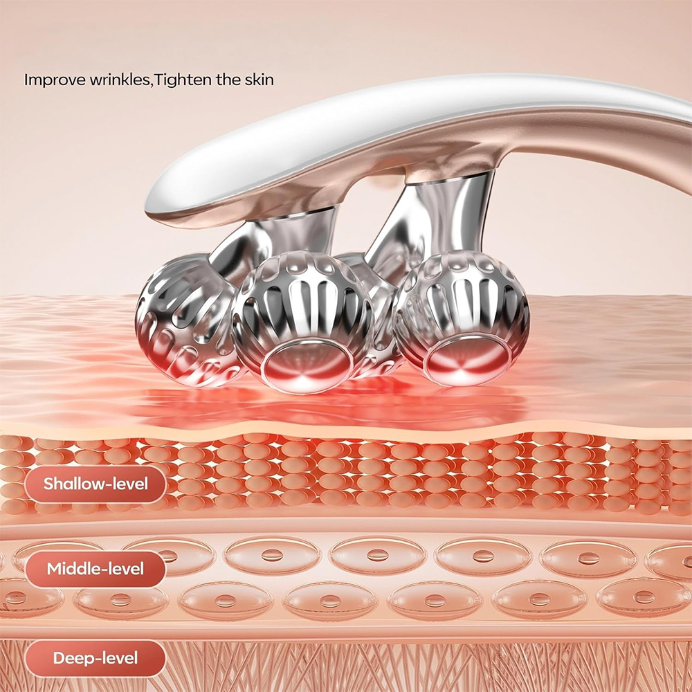 (Upgraded) Microcurrent Facial Massager with 3D Roller Neck and Face Slimmer Rechargeable Double Chin Reducer V face Lift Device RF EMS Micro Current Roller