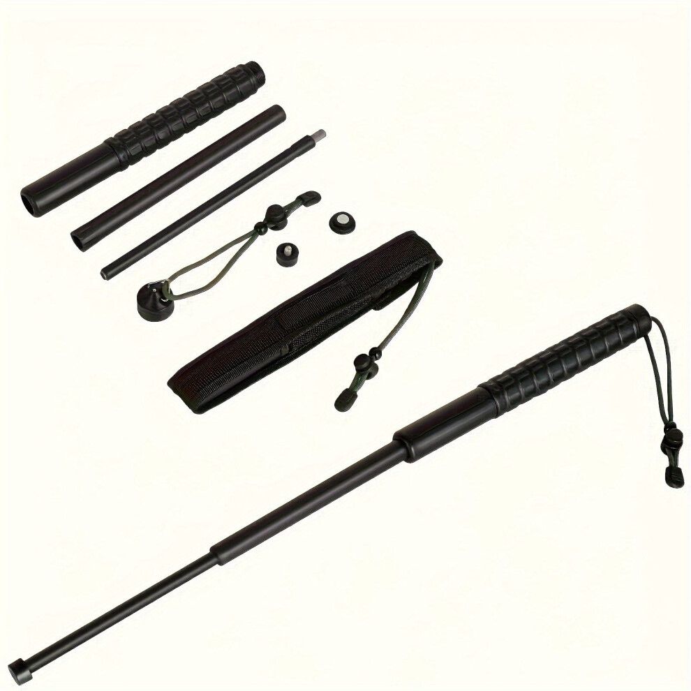 Telescopic Stick 26in 3 Section Rubber Handle Strong PVC Quick Release Retractable Safety Rod for Outdoor Car