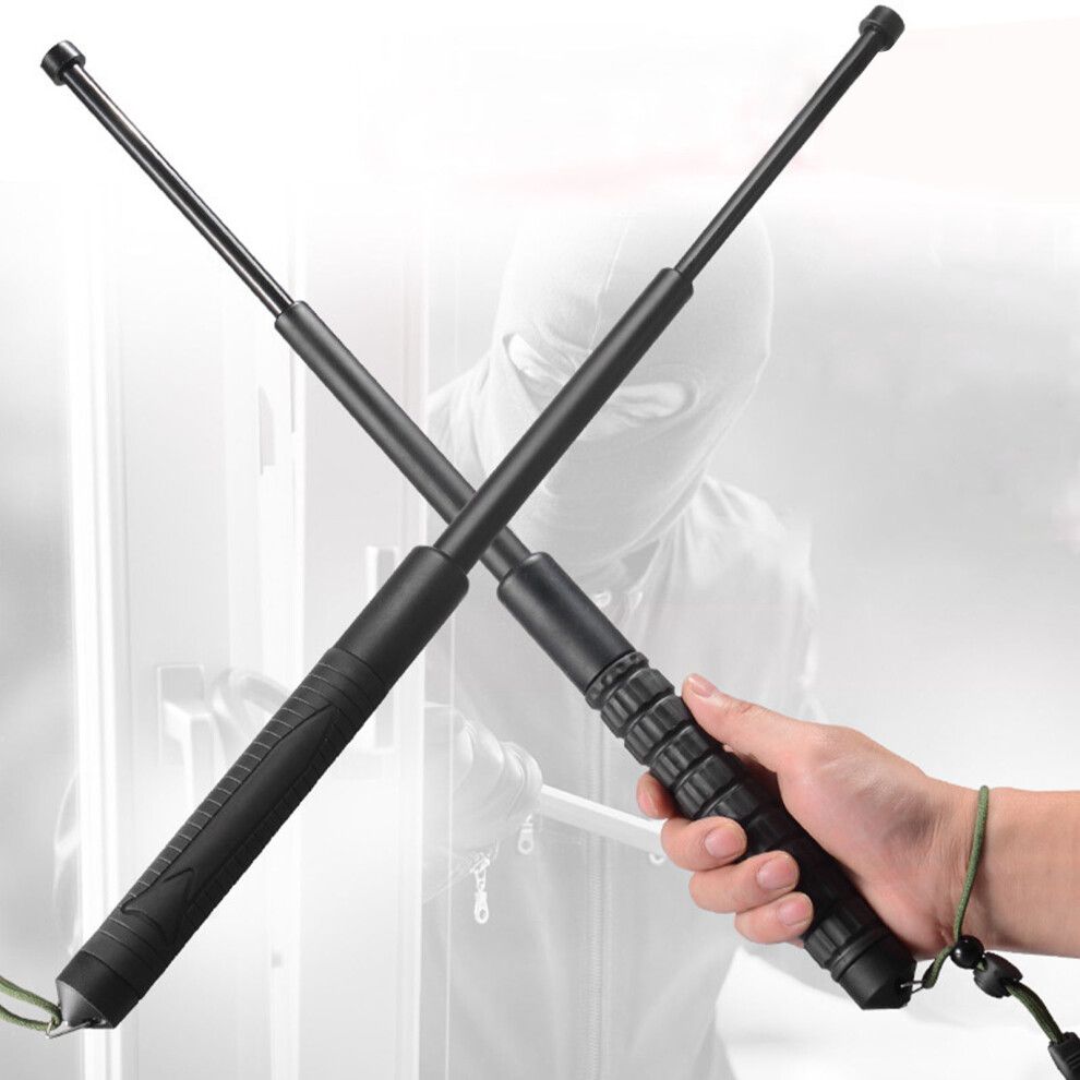 Telescopic Stick 26in 3 Section Rubber Handle Strong PVC Quick Release Retractable Safety Rod for Outdoor Car
