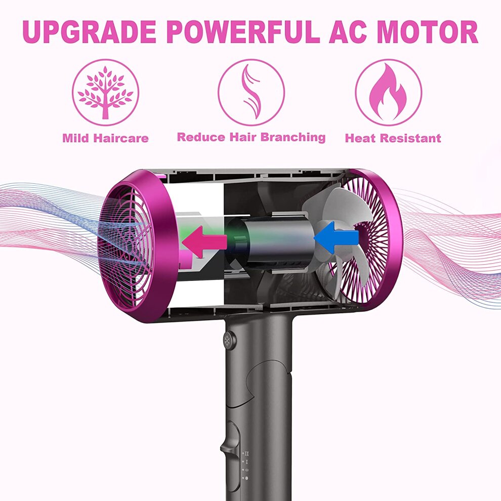 Travel Hair Dryer with Diffuser, Professional Hairdryer Low Noise Lightweight Blow Dryer