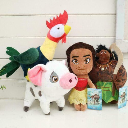 4PCS/SET Moana Movie Maui Pua Heihei Cartoon Soft Plush Kids Doll Toy