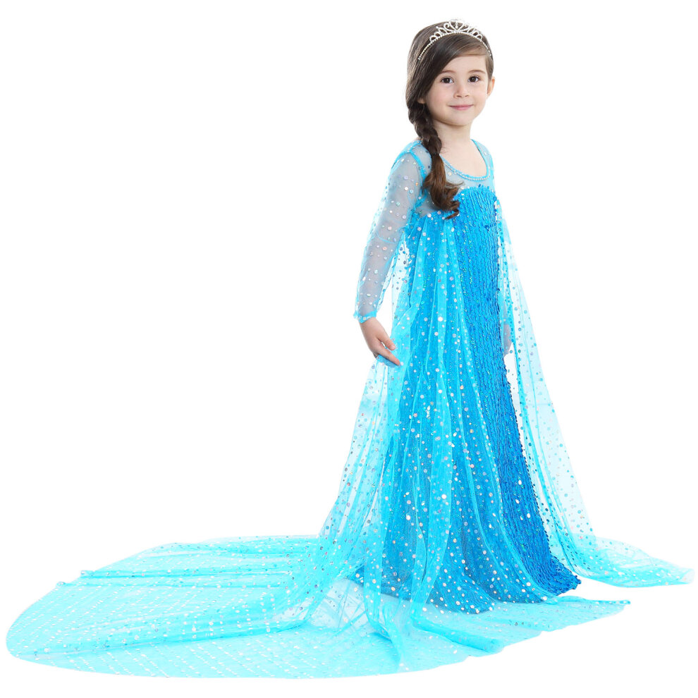 (Elsa Dress 2~3 Years) Girls Elsa Costume Dress Kids Princess Fancy Dress up Birthday Party Christmas Dresses