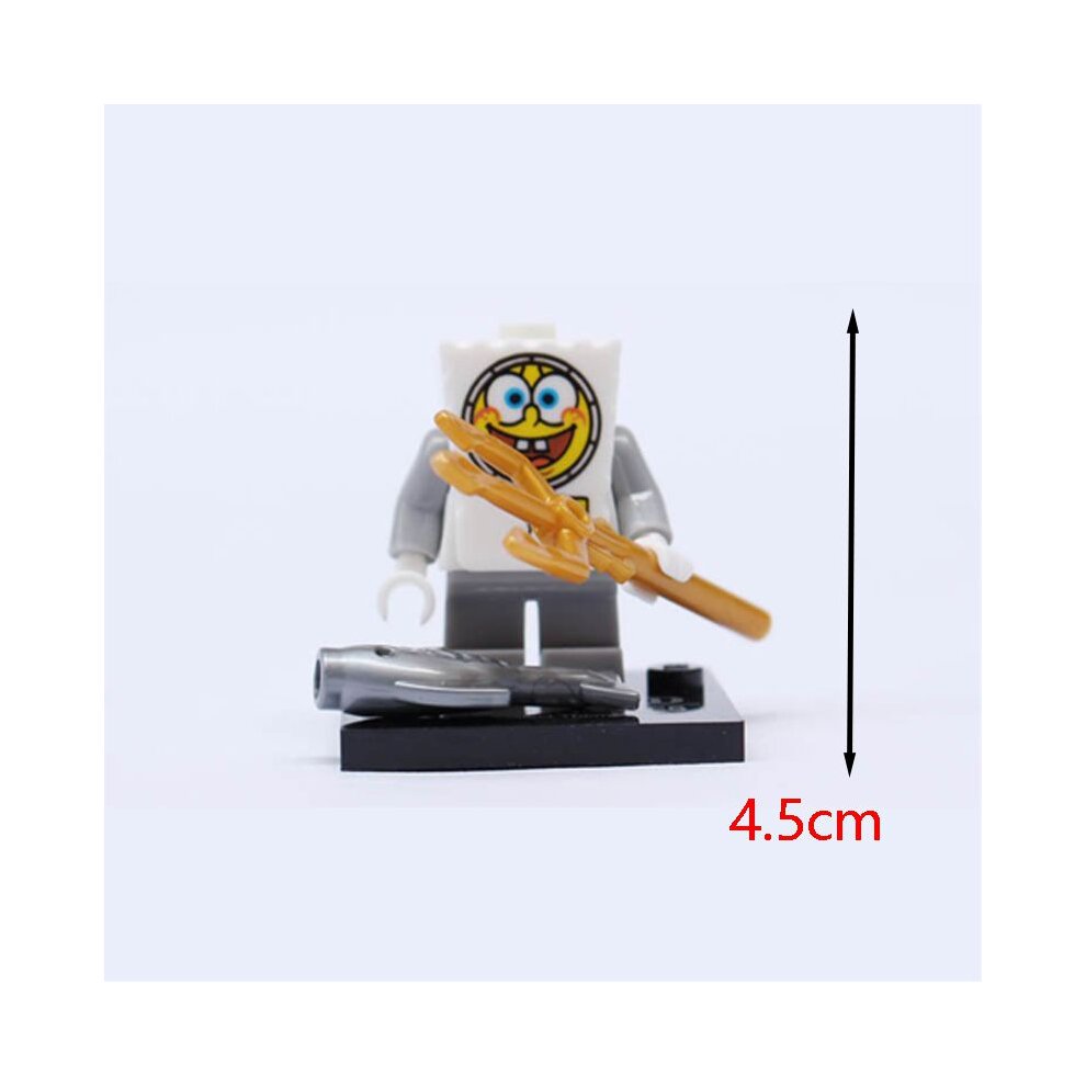Spongebob Squarepants Minifigures Cartoon Action Figures Set Cake Toppers 8 Pieces Party Supplies Collectible Anime Movie Building Blocks Model Toys Fans Kids Boys Girls Gifts