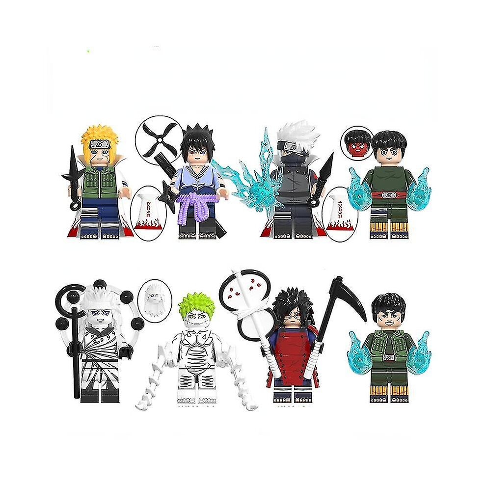Anime Minifigures Building Blocks Toys Set with Weapons Cartoon Naruto Action Figures 8PCS Collectible Battle Building Kit Fit Lego for Boys Girls Birthday Christmas Gift