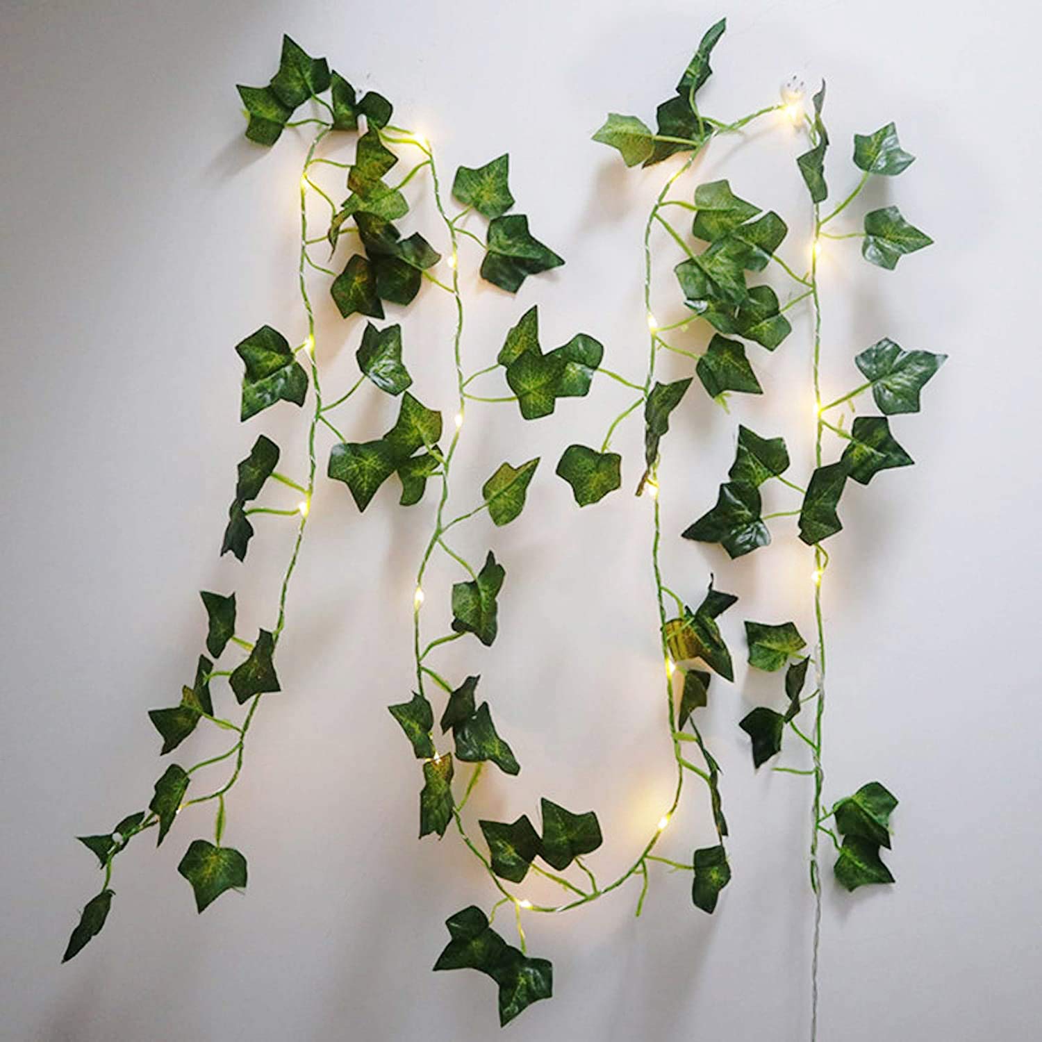 Solar Artificial Ivy Leaf Plants Led Solar String Lights 50 White Warm LEDs 5M