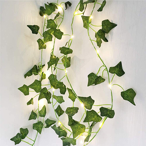 Solar Artificial Ivy Leaf Plants Led Solar String Lights 50 White Warm LEDs 5M