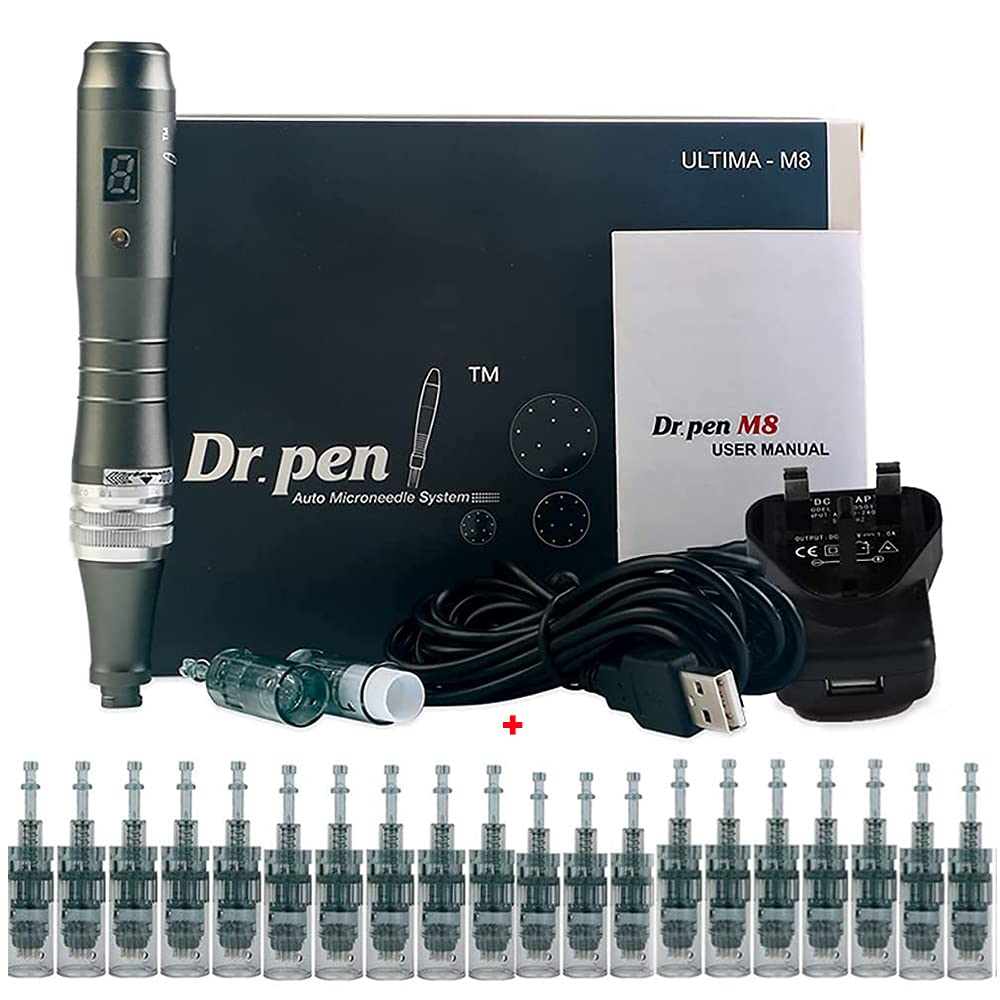 Dr. Pen Ultima M8 Microneedling Pen Professional Electric Auto Derma Pen Wireless Microneedle Needling Anti Aging Skin Care Tool Kit with 50pcs Needles Cartridges