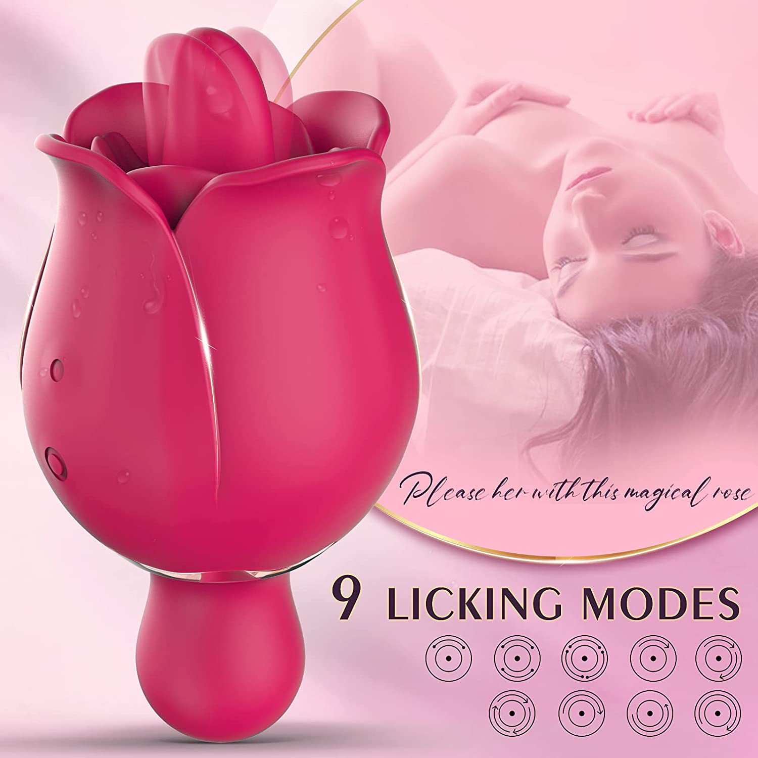 Sex Toys Rose Dildo Vibrator - Upgraded Adult Toys with 9 Powerful & Vibrating Modes for Women Clitoral Nipple,Waterproof Rose Sucker Sex Stimulator G Spot Vibrators for Woman Couples Adult Sex Toys & Games