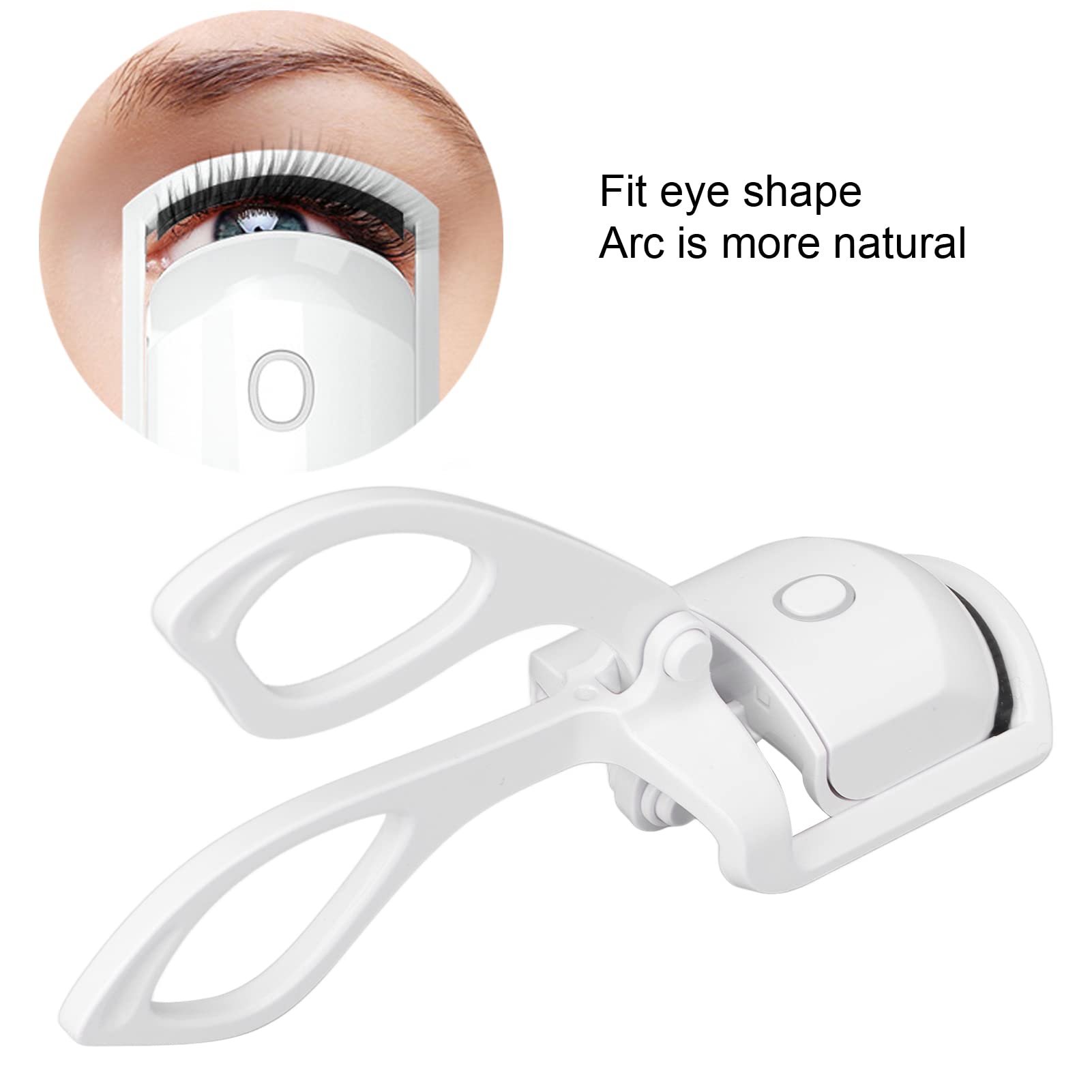 (White) Eyelash Curler Heated Eyelash Curler Clip Handheld Electric USB Lashes Curl Tool Portable Eyelashes Auxiliary Rechargeable Fast Heating Up Beauty Tool Curling Makeup