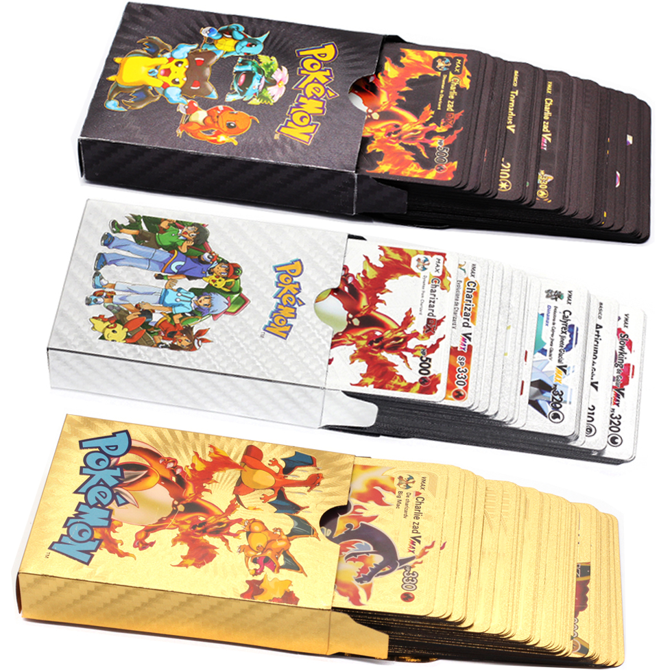 (Gold Card) Pokemon Cards TCG GX Bundle ULTR RARE Shiny Trading Cards Toys Collection Trading Card Playing Game Christmas Birthday Gifts for Kids 55PCS Set
