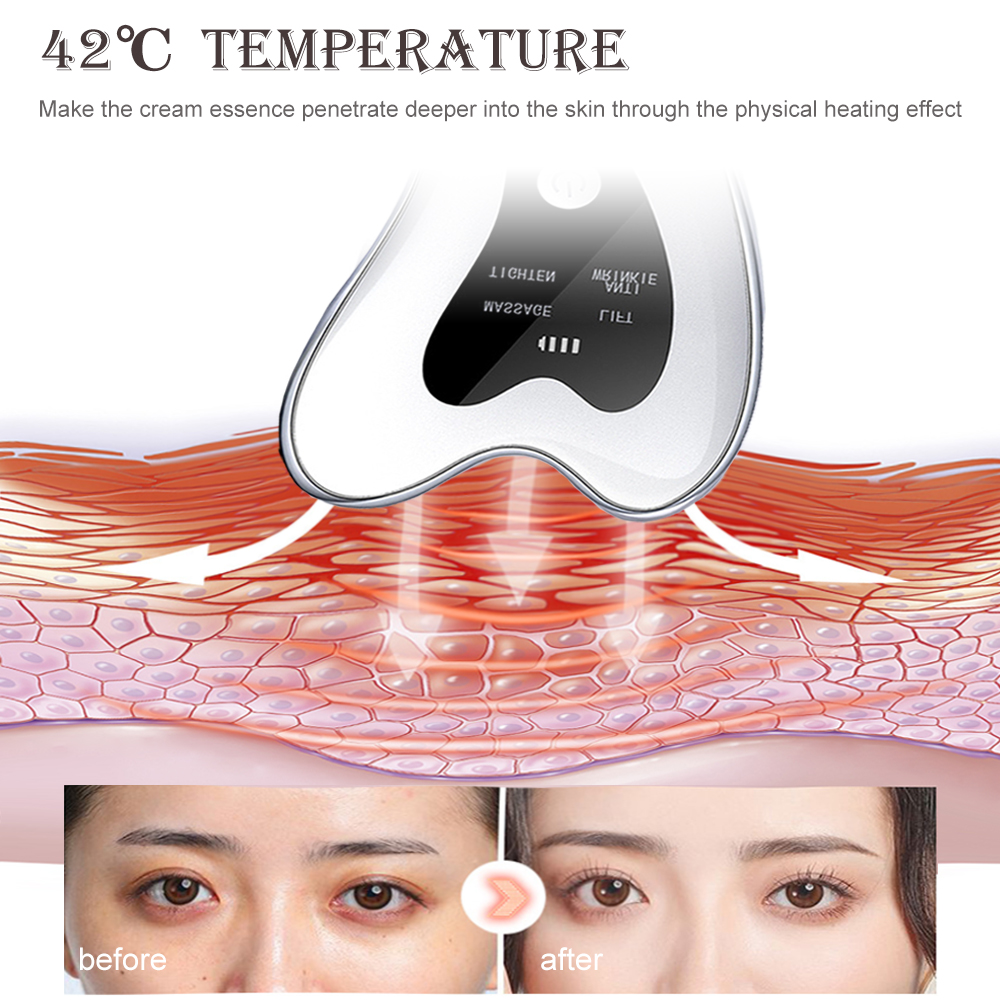 Facial Massager Skincare Tools Electric Gua Sha Plate Tools Face Scraping Massager Facial Plate Lifting Device Board Anti Aging Wrinkles Lifting Face Skin