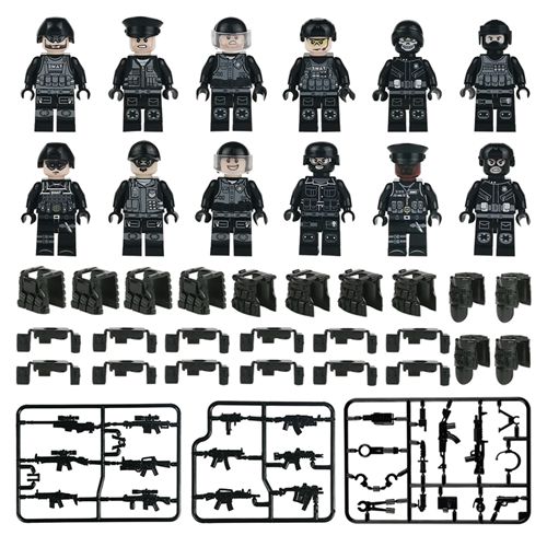 12PCS MOC Military Police Building Blocks Set Military Weapons Accessories Mini Figures