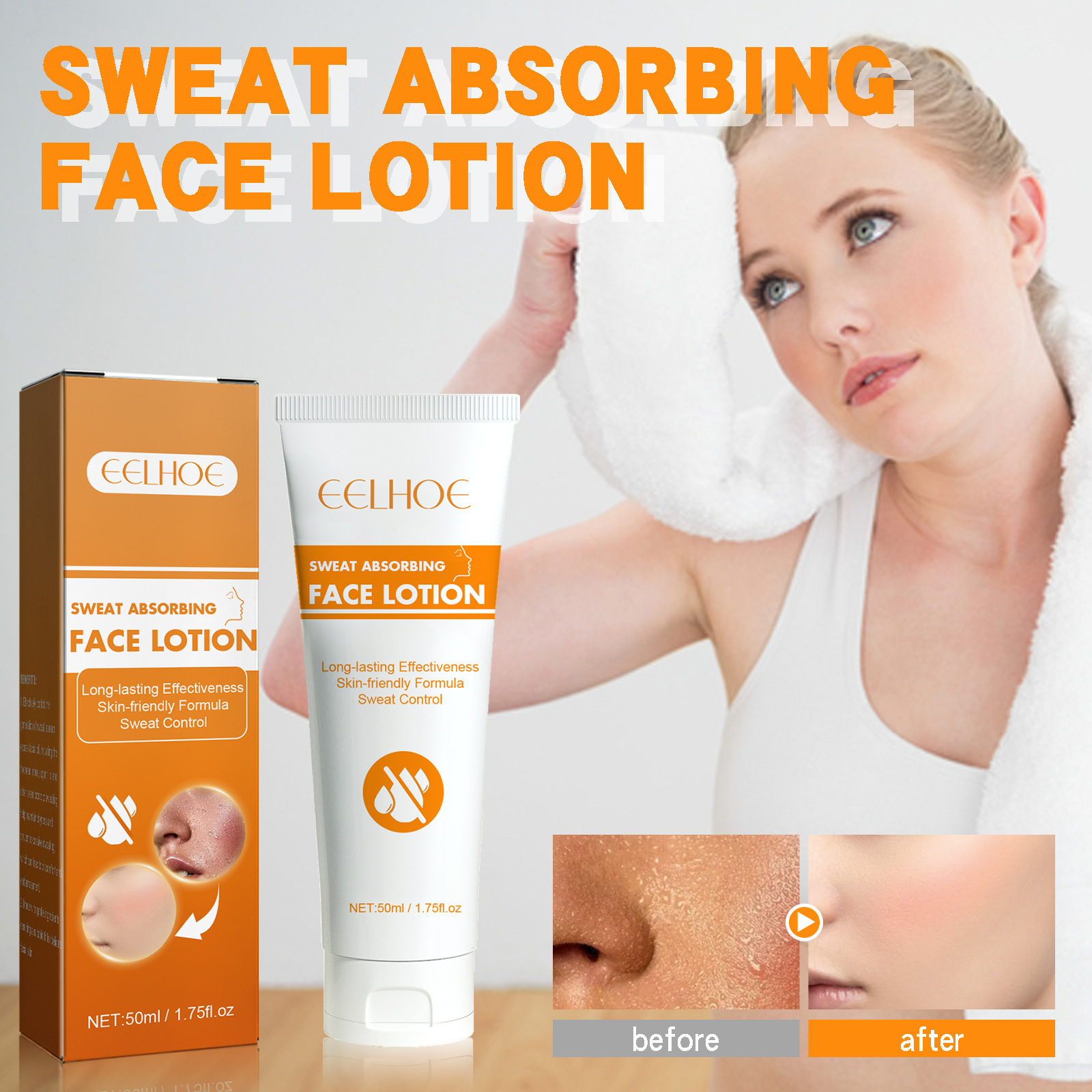Sweat Absorbing Face Lotion Long Lasting Refreshing Oil Control Antiperspirant Anti Sweating Cream Makeup Base for Men and Women