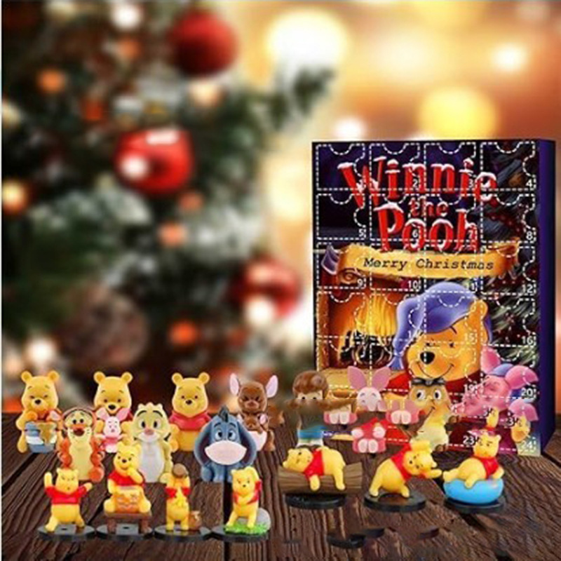 Christmas Advent Calendar 24 Days Countdown Calendar Blind Box Winnie The Pooh Bear Toy Action Figure Model Christmas Gift