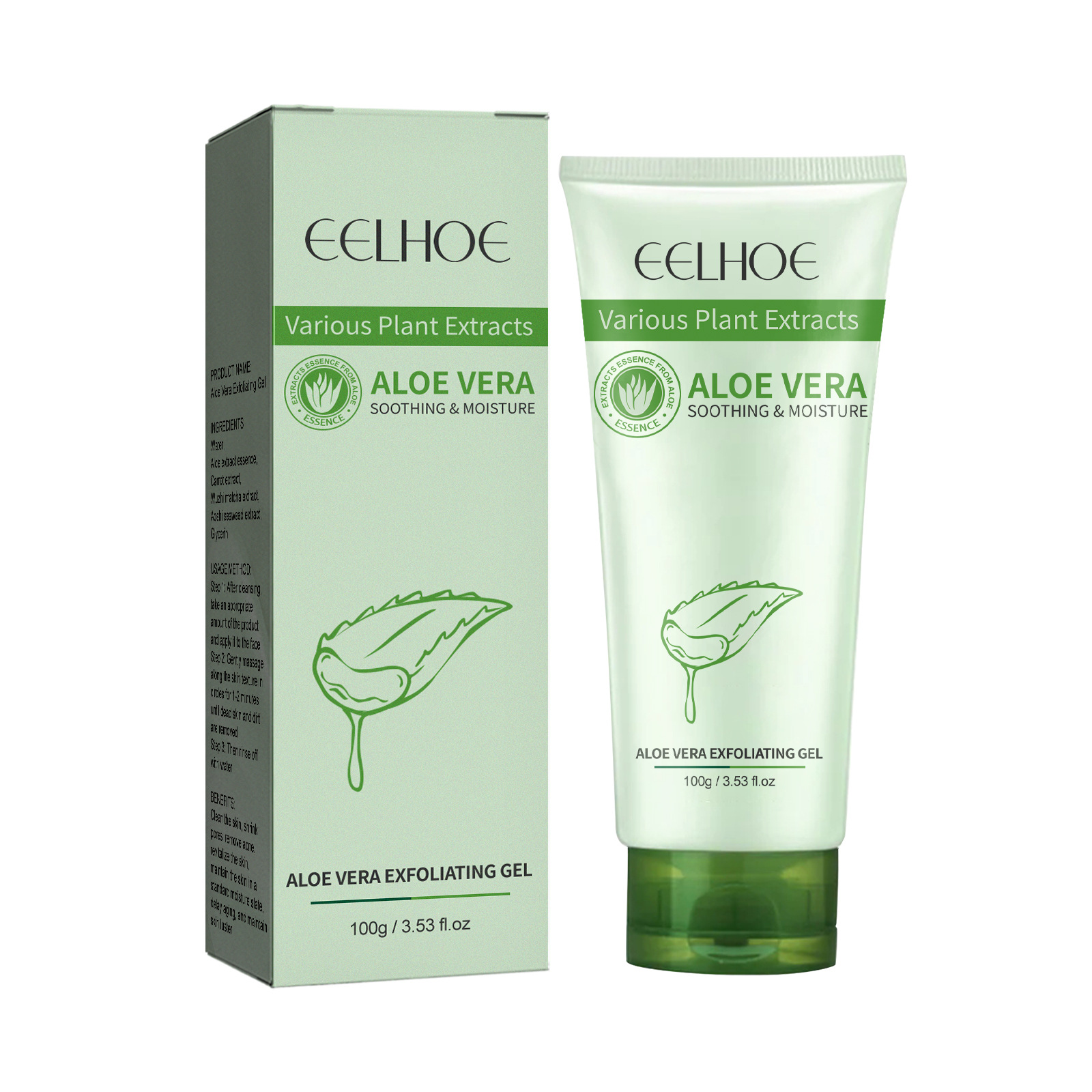 Aloe Exfoliator Gel Face Exfoliating Cream Shrink Pore Blackhead Acne Treatment Scrubs Dead Skin Removal Smooth Whitening Moisturizing Peeling Gel