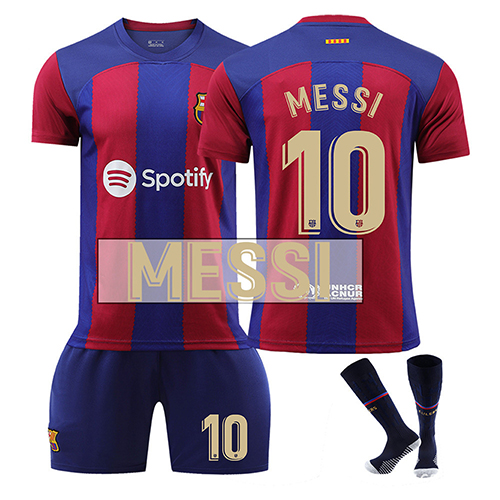 Barcelona Home Messi No. 10 Kids Adults Boys Youths Football Kits Soccer Jersey Home Away Training T-shirt Suit