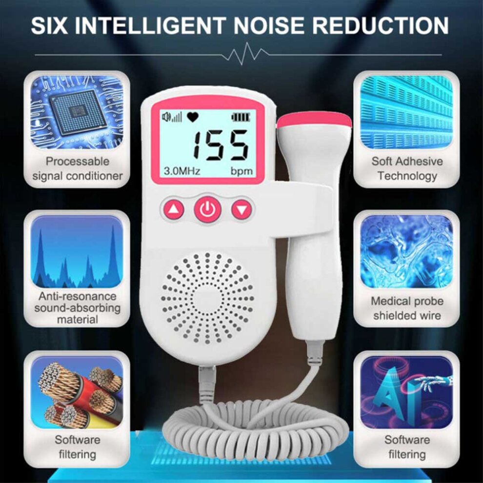 (Blue) Doppler Fetal Heart Rate Monitor Baby Heartbeat Monitor Pregnancy Home Baby Heartbeat Monitor Pregnancy