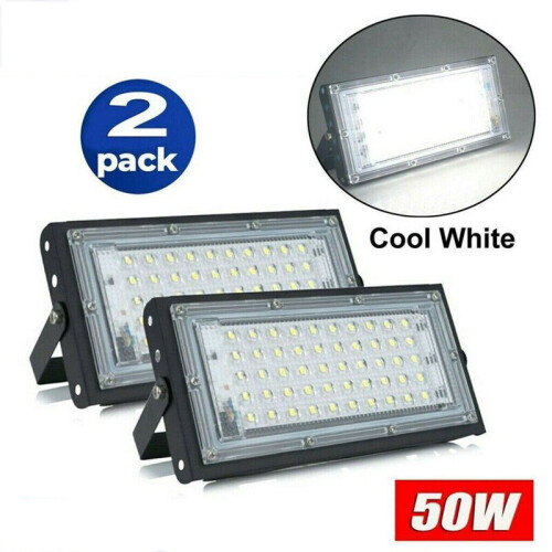 2x LED Floodlight 50W Waterproof Outdoor Security Lights Garden Light