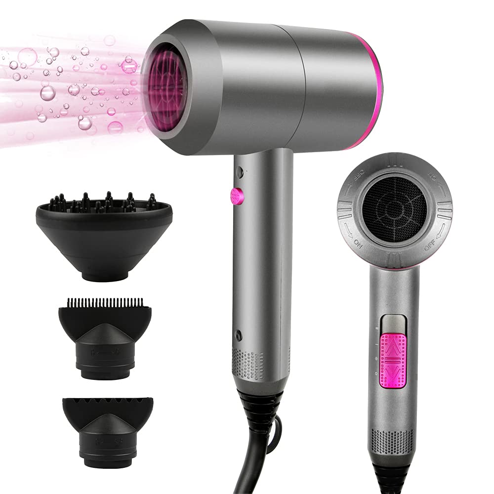 Hair Dryer 2000W Professional Ionic Hairdryer with 2 Speed 3 Heat Setting Cool Shot Button 1 Diffuser and 2 Concentrator for Women Man