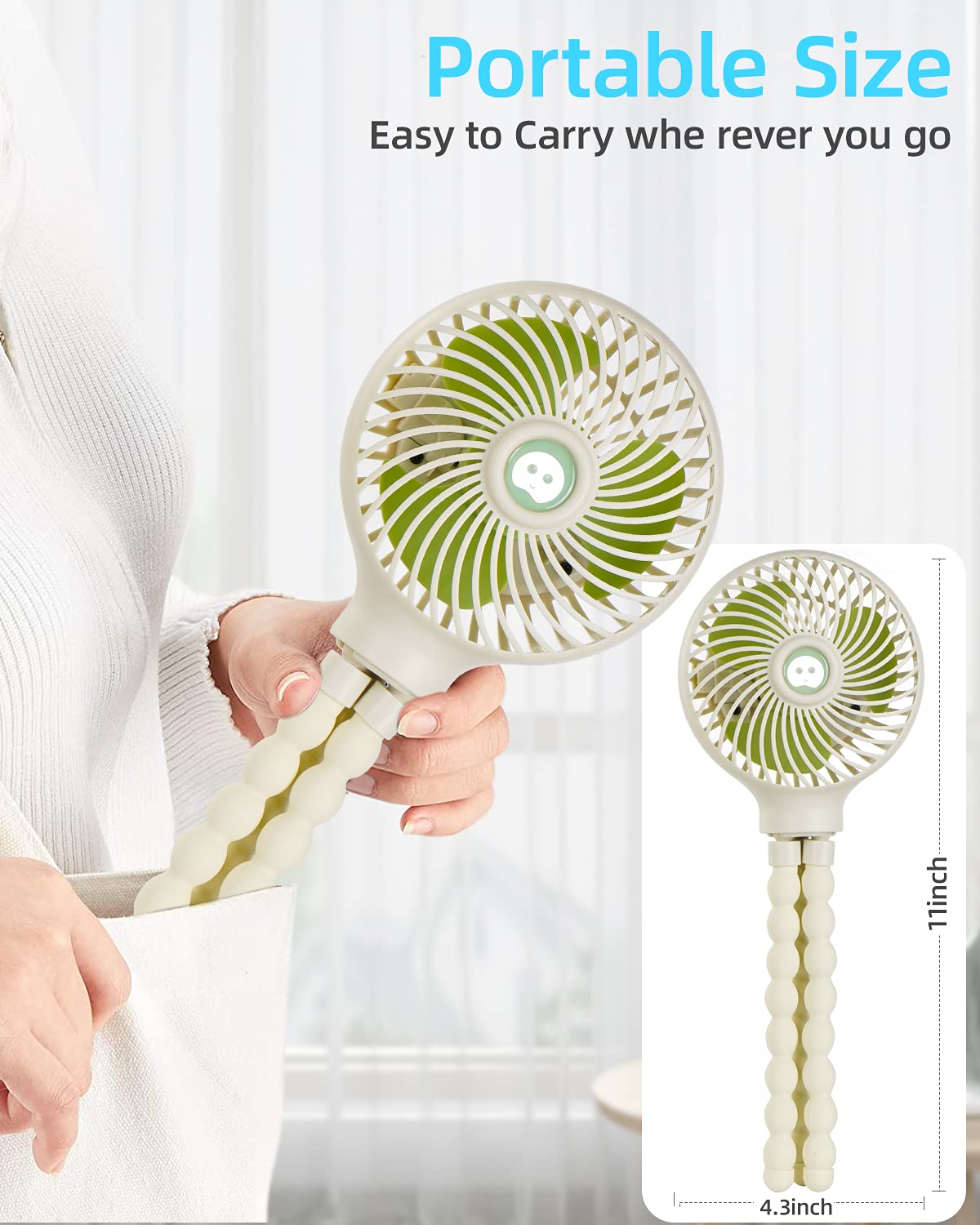 Stroller Fan Portable Handheld Personal Baby Car Seat Mini Small USB Desk Clip On Fan with Flexible Tripod