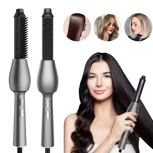 Hair Straightening Brush Ceramic Straightener Brush for All Hair Types Electric Heated Hot Hair Brush Hair Curler Travel Curling Iron Adjustable Temp