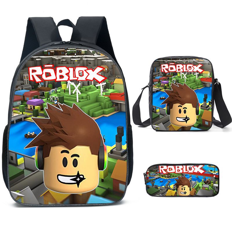 (Style A) 3PCS ROBLOX Game Backpack Lunch Bag Pencil Case Set Kids Gift