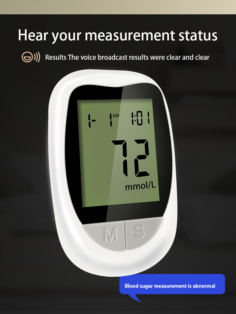 Blood Glucose Meter Monitor Kit Blood Sugar Test Kit with 50 Glucometer Papers and Lancets