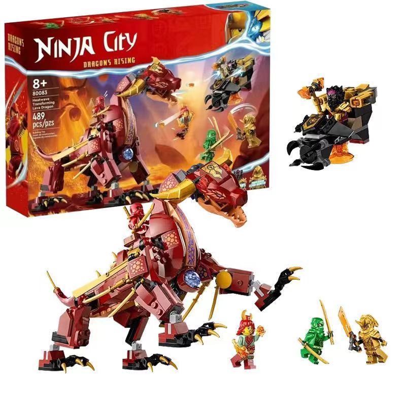 NINJAGO Heatwave Transforming Lava Dragon Building Toy Set Minifigures Ninja Dragon Building Blocks Toy for Kids Who Love Ninja Adventures Fit Lego