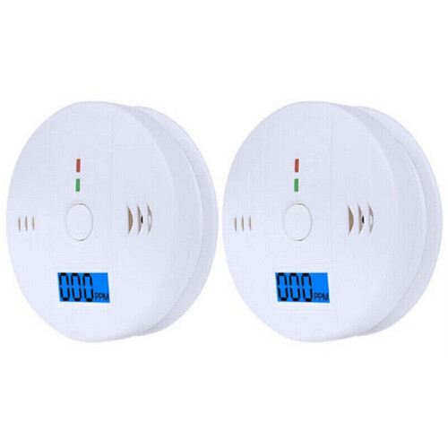 2pcs Digital Carbon Monoxide (CO) Detector Alarm Battery Powered