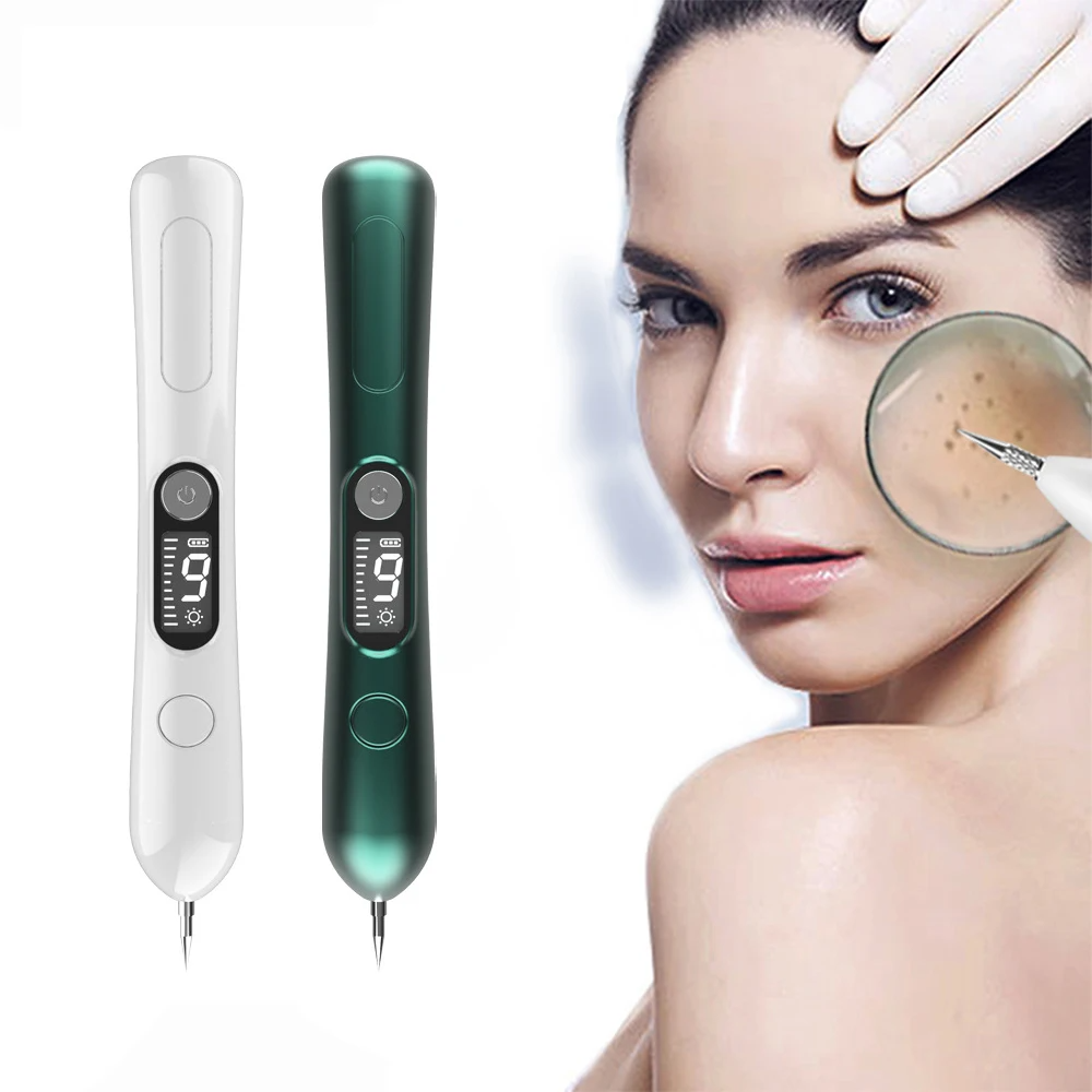(White) Laser Plasma Pen Skin Tag Removal Mole Removal Freckles Warts Tattoo Dark Spot Removal LCD Multifunctional Beauty Tool Portable 9 Gears