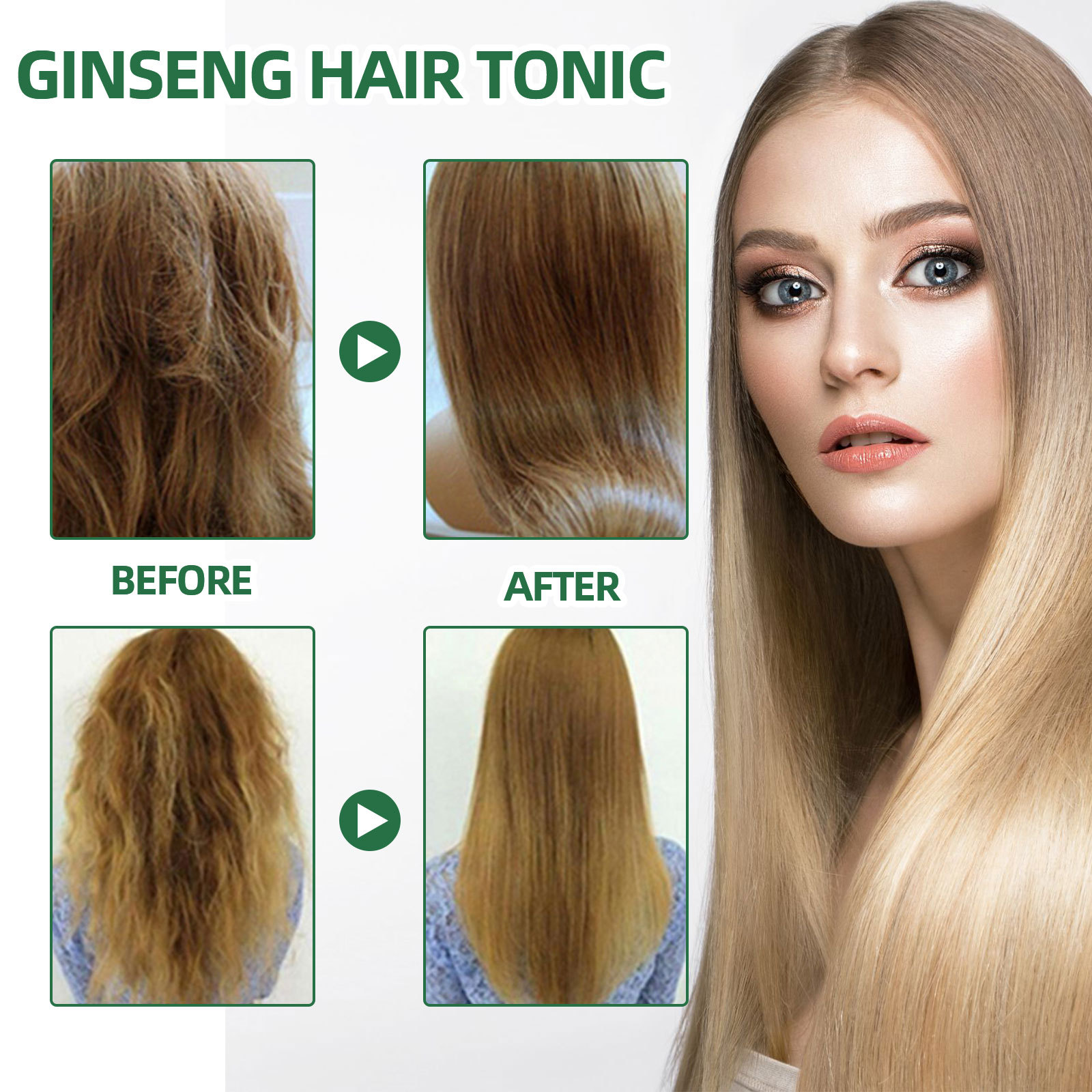 Ginseng Hair Growth Serum Oil With Biotin Essential Liquid Strengthen Hair Root Nourishes Hair Repairing Nourish Scalp Strengthen Roots Men Women 100ml