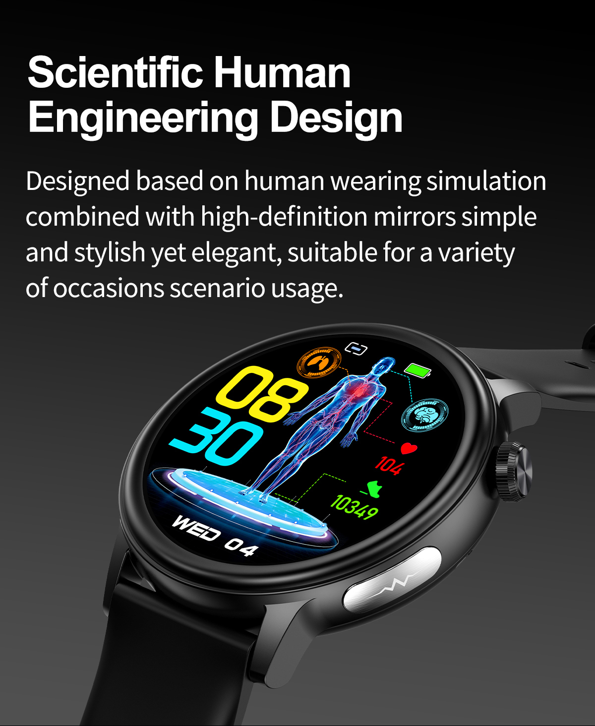 (Black) Women Smart Watch Blood Sugar Health ECG Blood Pressure Blood Lipid Blood Oxygen Monitoring Bluetooth Call Watch