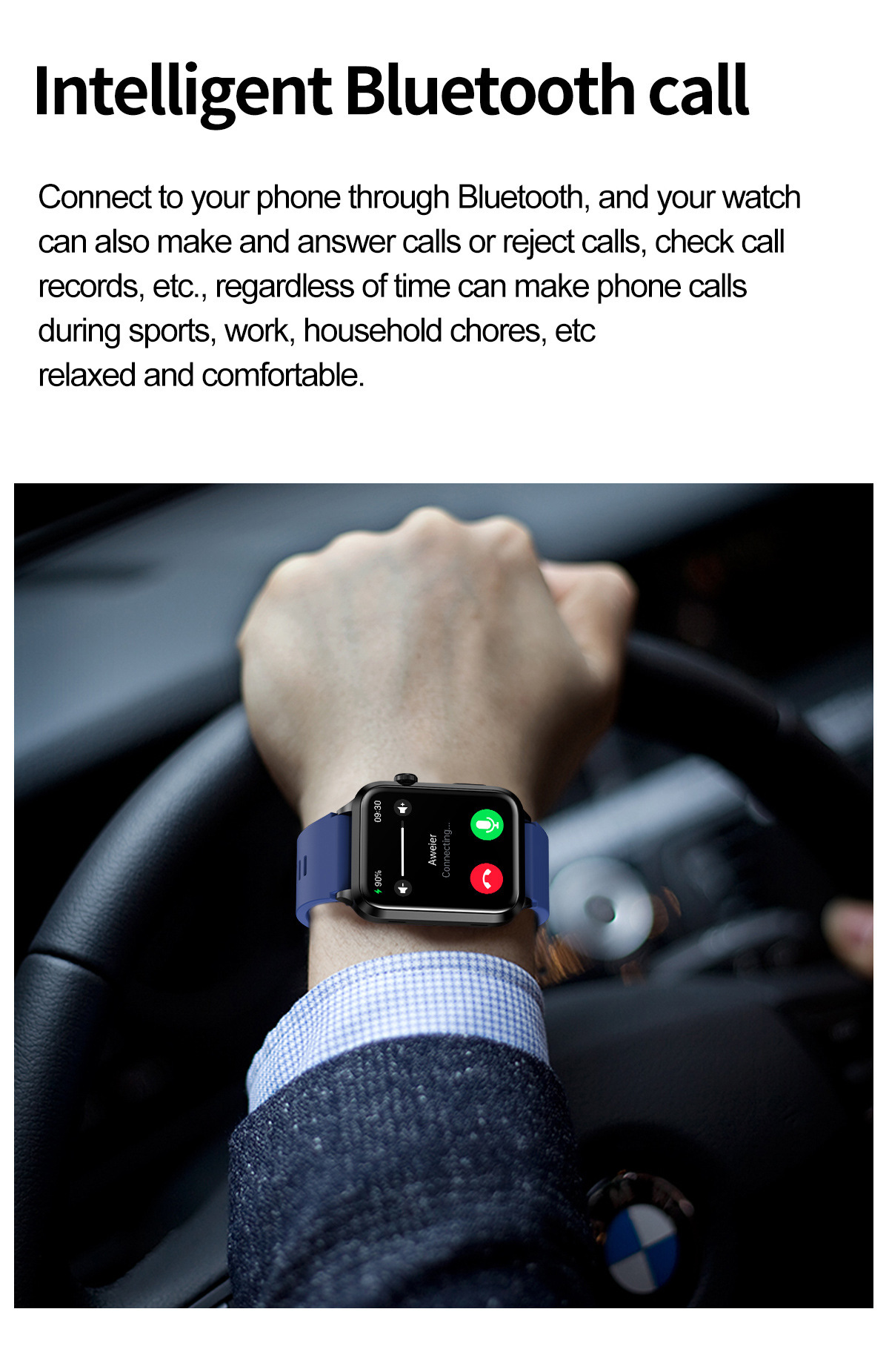 (Black Silicone	) Smart Watch 2.04 Inch AMOLED Smart Watches Waterproof Smartwatch Fitness Tracker Heart Rate Blood Oxygen Sleeping Monitor for Android iOS Phones