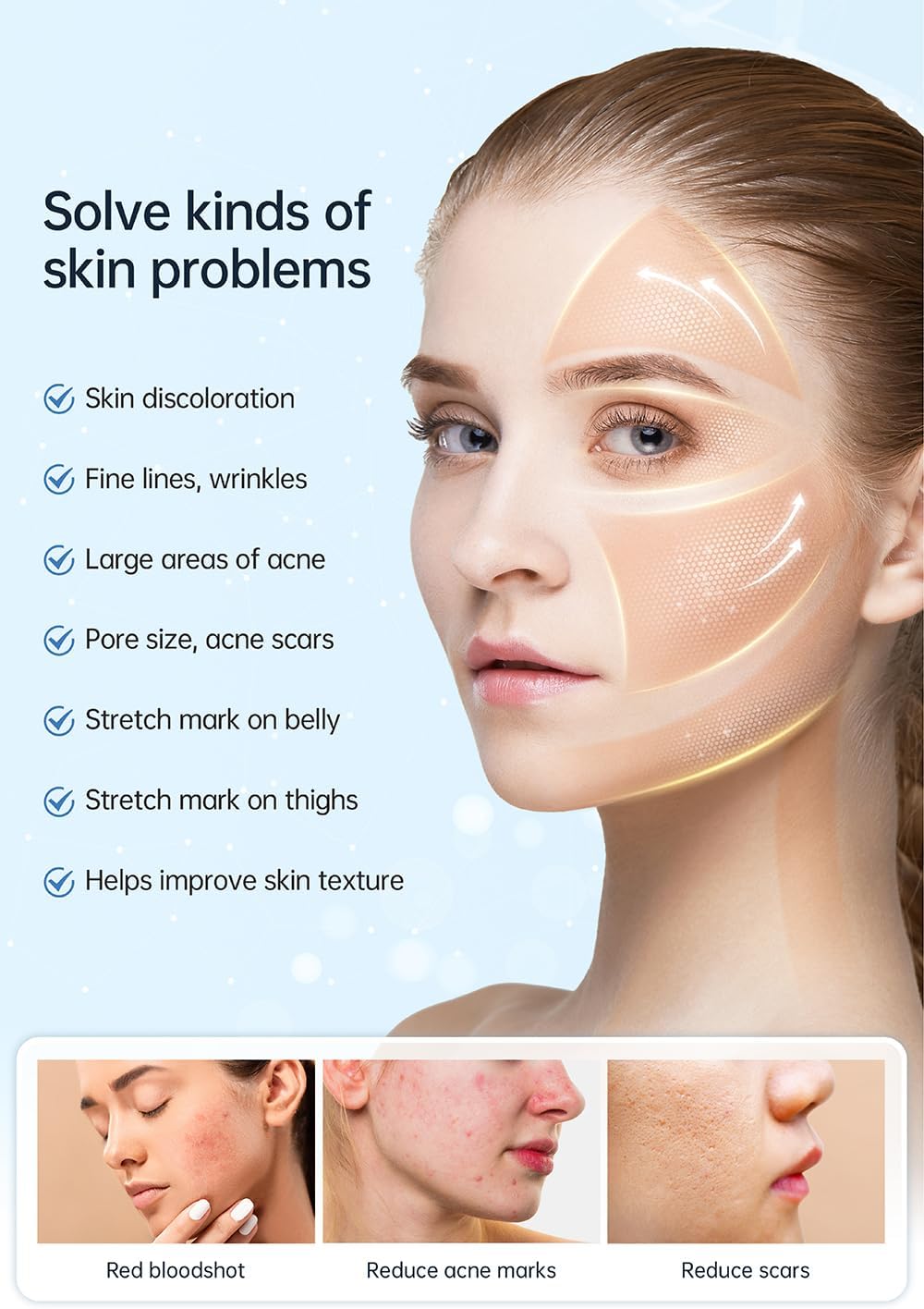 (Blue White) Hydra Pen H5 Professional Microneedling Kit Wireless Serum Applicator with EMS MicrocurrentLED Display Skin Care Device for Wrinkle Reduction Acne Scar Treatment 12 Replacement Cartridges