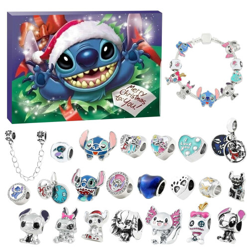 Christmas 24 Day Countdown Advent Calendar Bracelet Stitch Charm Beads Kid Gift