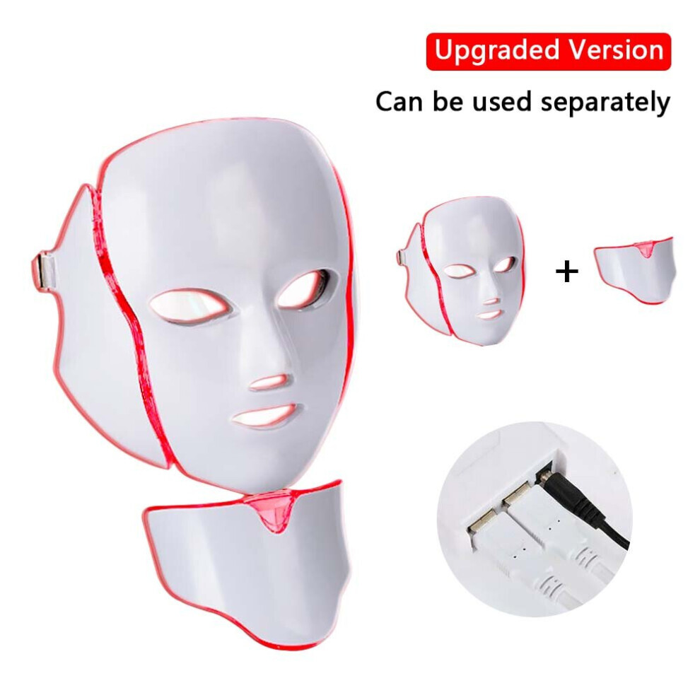 7 LED Face Mask Neck Rejuvenation Therapy Wrinkles Anti aging Light Therapy Face Care UK
