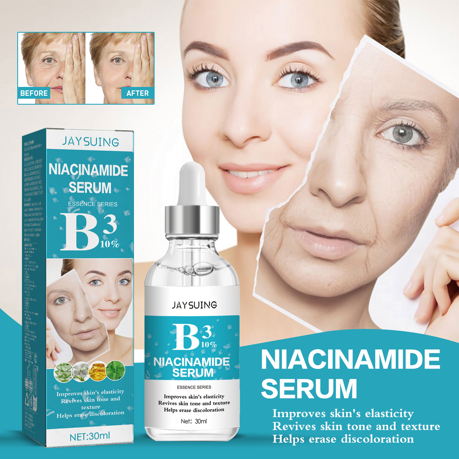 (1 PC) Nicotinamide Anti Wrinkle Serum B3 Face Essence Collagen Lifting Firming Fine Lines Repair Face Essence Smooth Facial Skin Care Anti Aging Serum