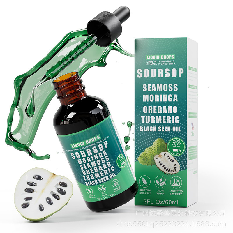 Soursop Bitters Liquid Drops - 10 in 1 Herbal Extracts for Overall Health 60ml Healthcare Fitness Natural Wellness Blend