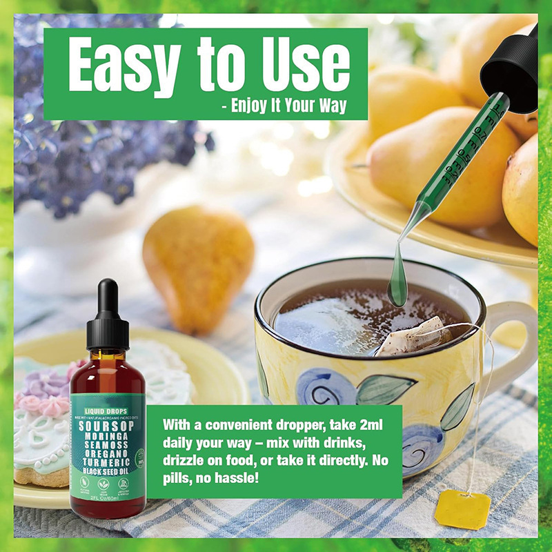 Soursop Bitters Liquid Drops - 10 in 1 Herbal Extracts for Overall Health 60ml Healthcare Fitness Natural Wellness Blend