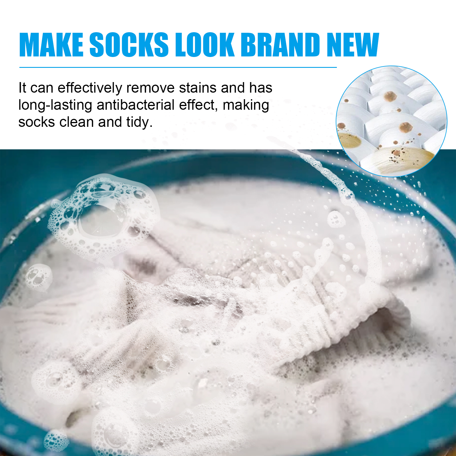 Sock Cleaning Tablets Remove Yellow Stains Soften Laundry Multi Purpose Stain Remover for Socks Softening Laundry Daily Washing ﻿