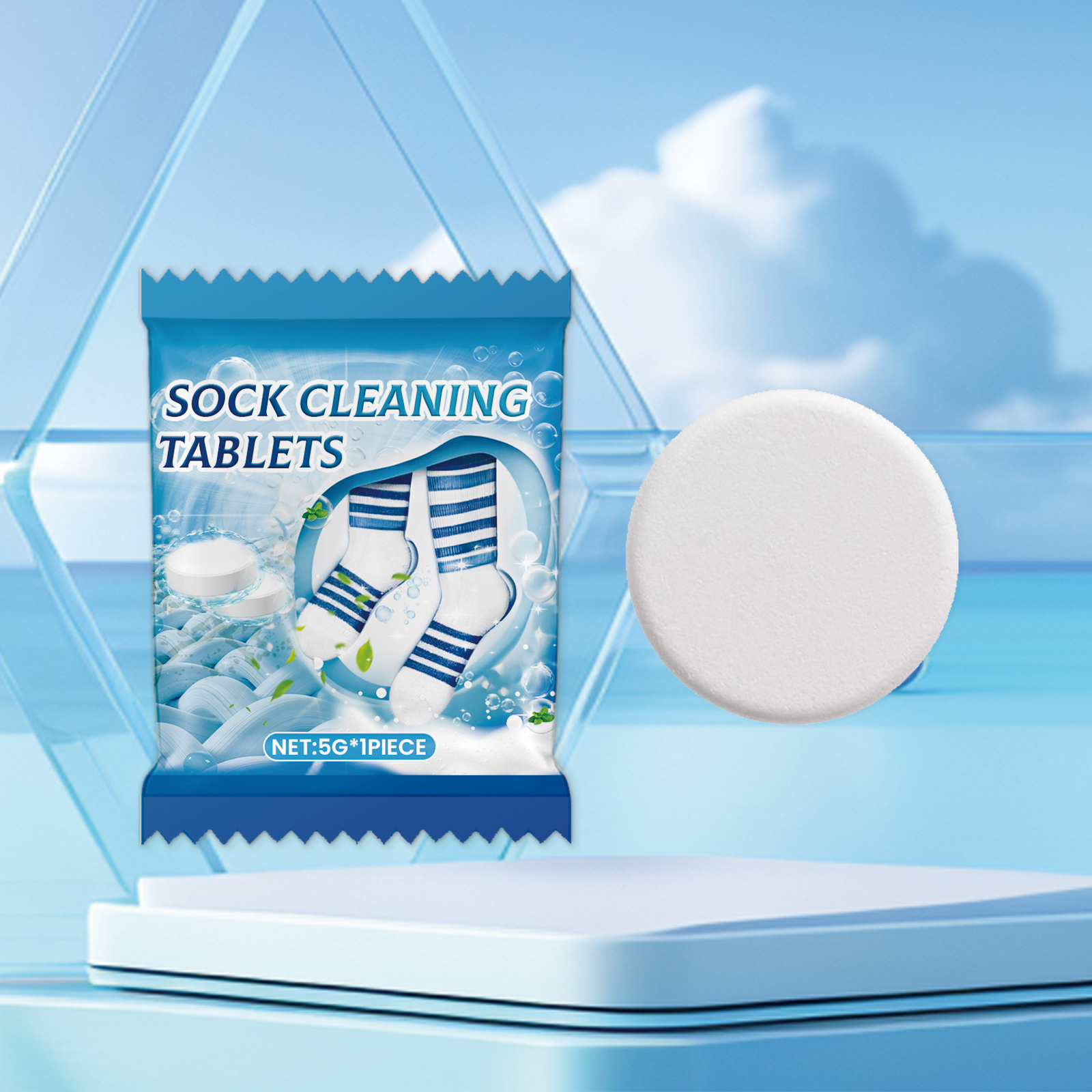 Sock Cleaning Tablets Remove Yellow Stains Soften Laundry Multi Purpose Stain Remover for Socks Softening Laundry Daily Washing ﻿