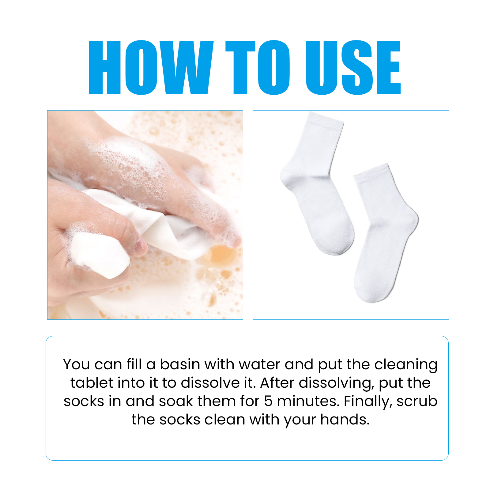 Sock Cleaning Tablets Remove Yellow Stains Soften Laundry Multi Purpose Stain Remover for Socks Softening Laundry Daily Washing ﻿