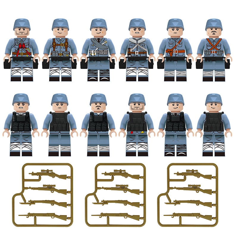 (Army D) Volunteer Army Soldiers Building Blocks Set Military Toys with Weapons Collection Series Mini Figures Role Play Best Gifts for Kids