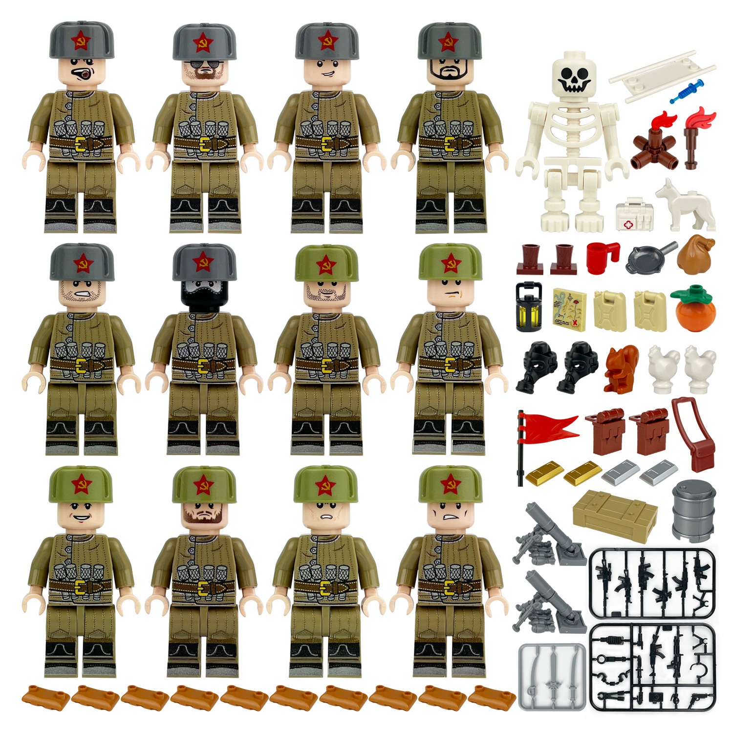 (Army D) Volunteer Army Soldiers Building Blocks Set Military Toys with Weapons Collection Series Mini Figures Role Play Best Gifts for Kids