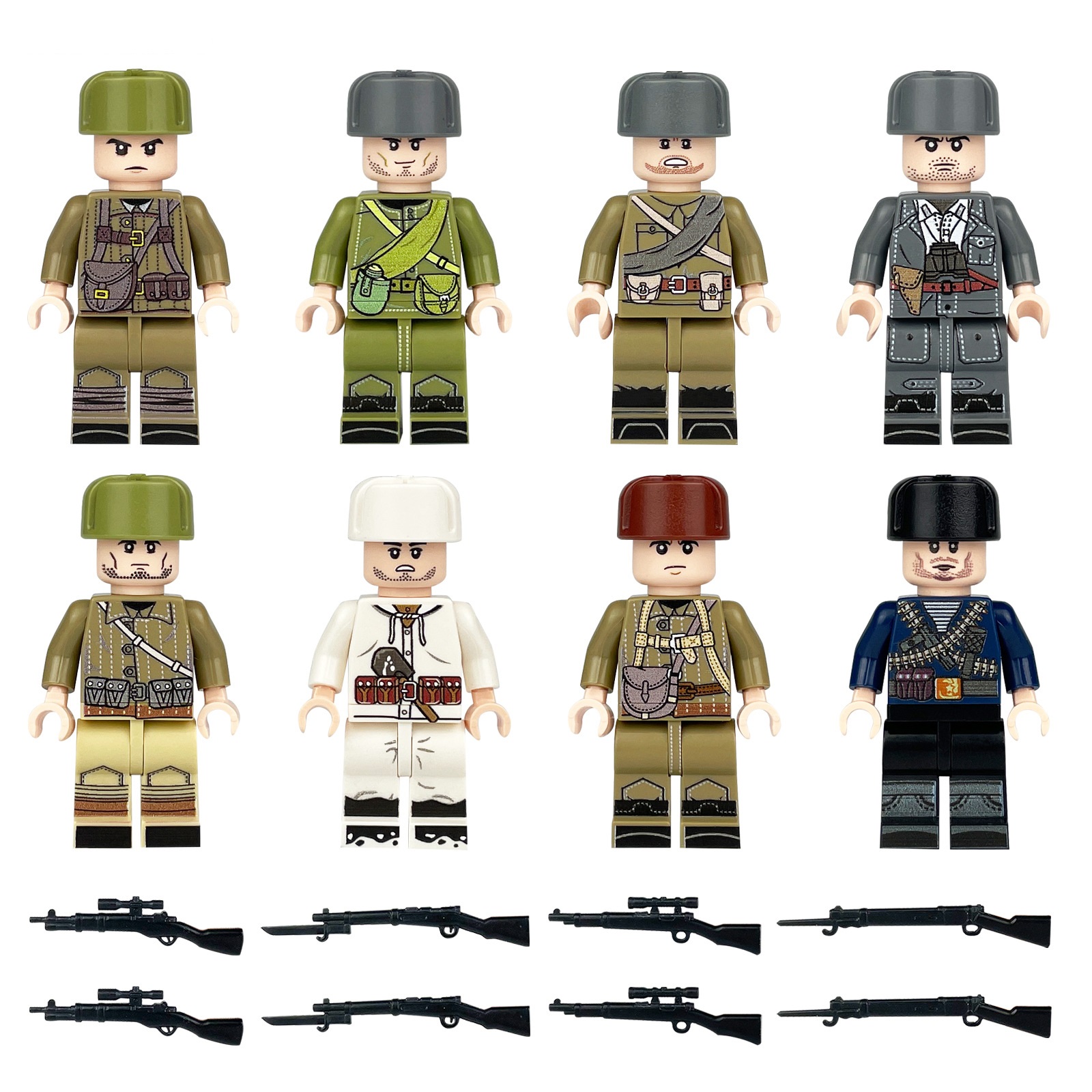 (Army D) Volunteer Army Soldiers Building Blocks Set Military Toys with Weapons Collection Series Mini Figures Role Play Best Gifts for Kids