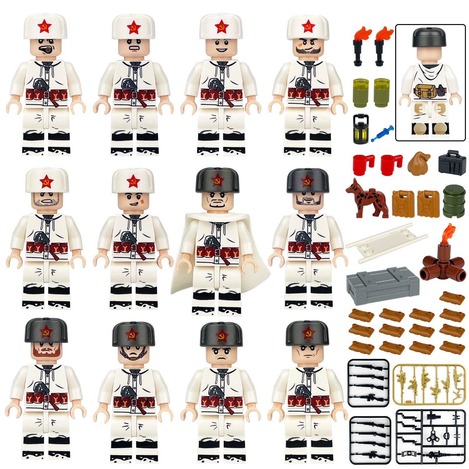 (Army D) Volunteer Army Soldiers Building Blocks Set Military Toys with Weapons Collection Series Mini Figures Role Play Best Gifts for Kids