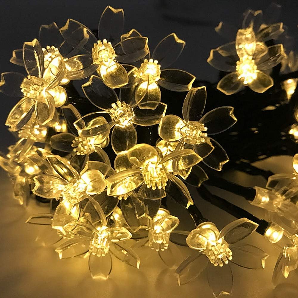 6.5m 21ft Warm White Waterproof Solar LED Flower String Lights Outdoor Lights for Garden Decorations Indoor Lights Decoration for Wedding Christmas Party