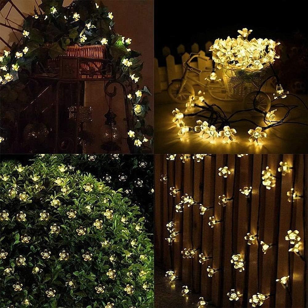 6.5m 21ft Warm White Waterproof Solar LED Flower String Lights Outdoor Lights for Garden Decorations Indoor Lights Decoration for Wedding Christmas Party