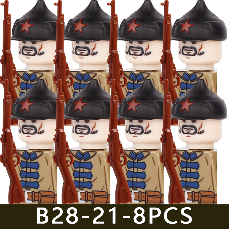 (Style F) Minifigures Military Building Blocks Eight Nation Phalanx Assembling WW2 Military Games Sand Tables Collections For Kids